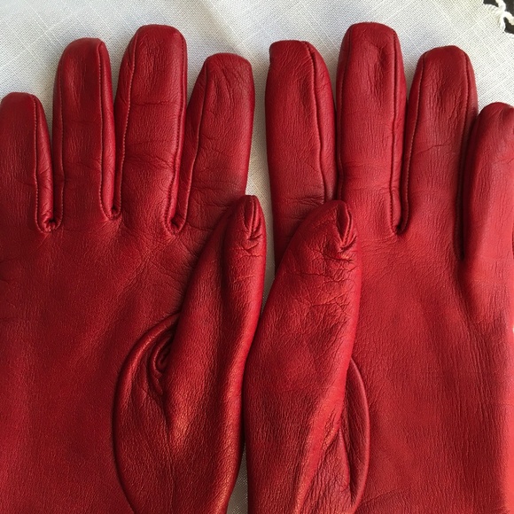 DSquared2 Red Leather Gloves, Size 8 - Picture 3 of 6
